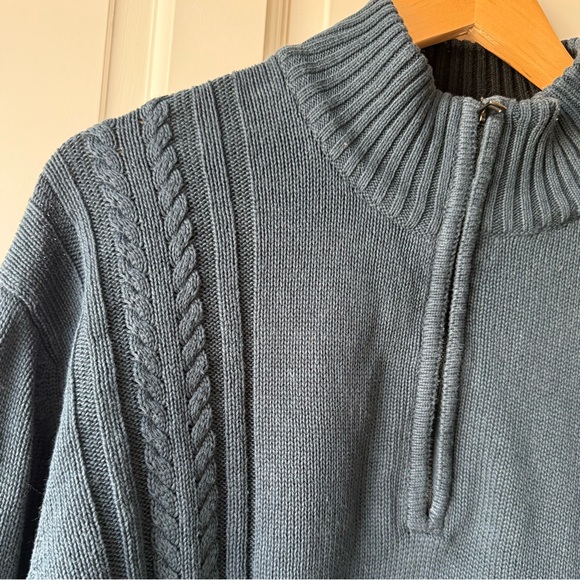 Calvin Klein Men's EUC Quarter-Zip Mock-Neck Grayish Blue Sweater - Sz XL - Picture 4 of 5